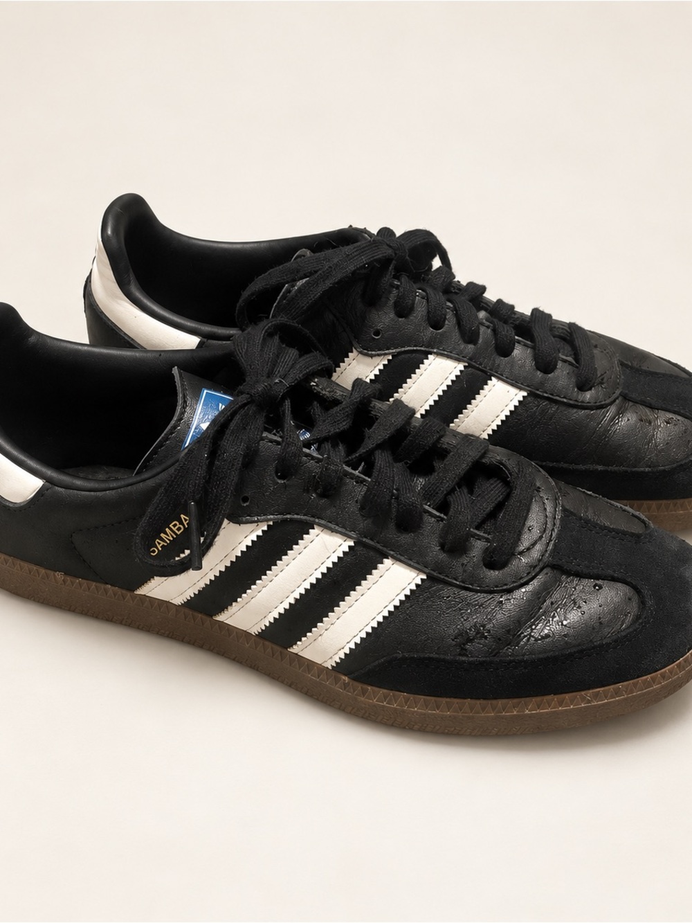 adidas Samba Leather Sneakers - Black/White/Brown Gum